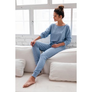 Пижама женская кофта длинный рукав/штаны NLP-CONSTANZA Голубой Sensis