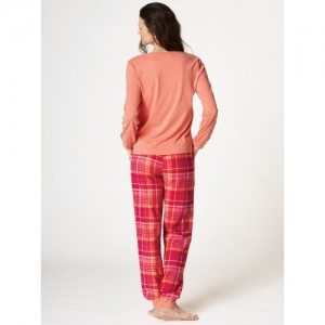 Пижама женская кофта длинный рукав/штаны LNS-434 Оранжевый Key