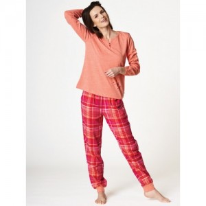 Пижама женская кофта длинный рукав/штаны LNS-434 Оранжевый Key