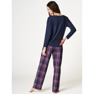 Пижама женская кофта длинный рукав/штаны LNS-441 Тёмно-синий Key