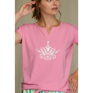 Пижама женская футболка/шорты LNS-453 Розовый KEY