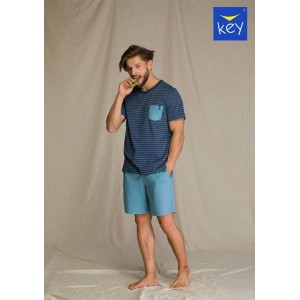 Пижама мужская шорты/футболка MNS-349 Синий KEY