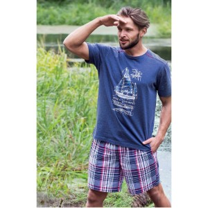 Пижама мужская футболка/шорты MNS-710 Синий KEY