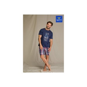 Пижама мужская футболка/шорты MNS-710 Синий KEY