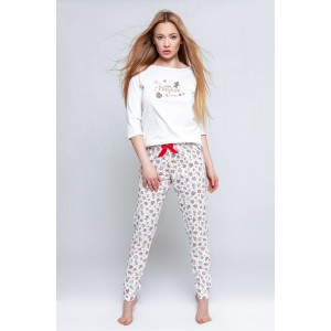 Пижама женская кофта 3/4  штаны NLP-COOKIES Белый Sensis