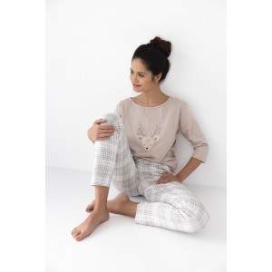 Пижама женская кофта рукав 3/4/ штаны NLP-GAIA Бежевый Atlantic