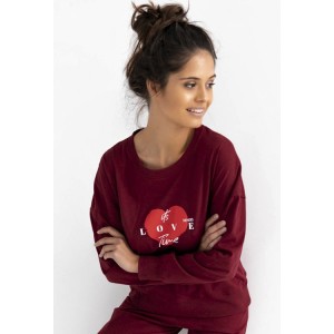 Пижама женская кофта длинный рукав/штаны NLP-MERCY Бордовый Sensis