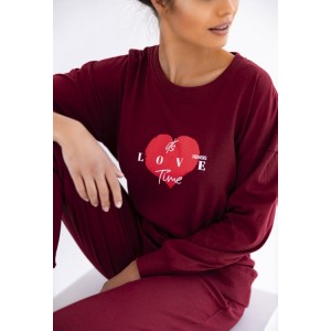 Пижама женская кофта длинный рукав/штаны NLP-MERCY Бордовый Sensis
