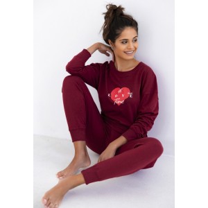 Пижама женская кофта длинный рукав/штаны NLP-MERCY Бордовый Sensis