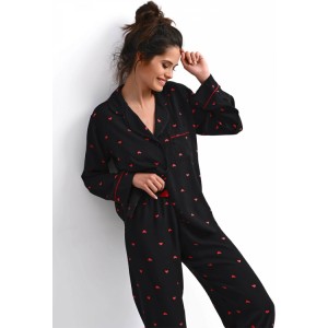 Пижама женская кофта длинный рукав/штаны NLP-ROLLING IN LOVE Черный Sensis