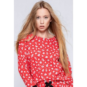 Пижама женская кофта длинный рукав/штаны NLP-SUE Красный Sensis