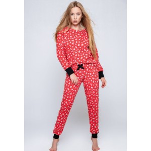 Пижама женская кофта длинный рукав/штаны NLP-SUE Красный Sensis