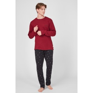 Пижама мужская длинный рукав/брюки NMP-348 Красный Atlantic