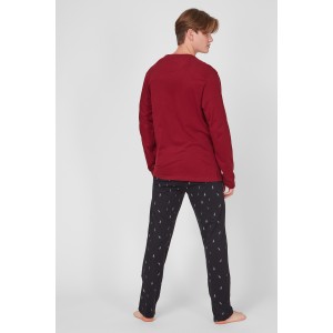 Пижама мужская длинный рукав/брюки NMP-348 Красный Atlantic