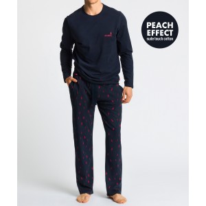 Пижама мужская длинный рукав/брюки NMP-348 Тёмно-синий Atlantic