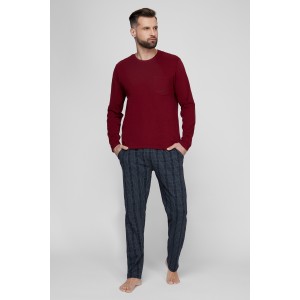 Пижама мужская длинный рукав/брюки NMP-349 Красный Atlantic