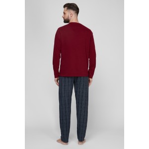 Пижама мужская длинный рукав/брюки NMP-349 Красный Atlantic