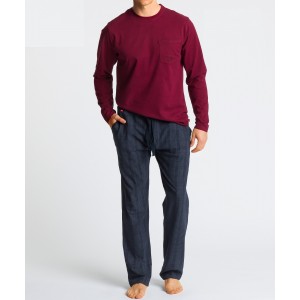 Пижама мужская длинный рукав/брюки NMP-349 Красный Atlantic