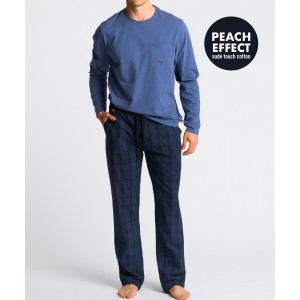 Пижама мужская длинный рукав/брюки NMP-349 Голубой Atlantic