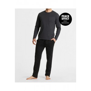 Пижама мужская длинный рукав/брюки NMP-361-01 Графитовый/чёрный Atlantic