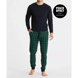 Пижама мужская длинный рукав/брюки NMP-361-08 Темно-синий/зеленый Atlantic