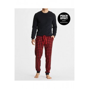 Пижама мужская длинный рукав/брюки NMP-361-09 Темно-синий/красный Atlantic