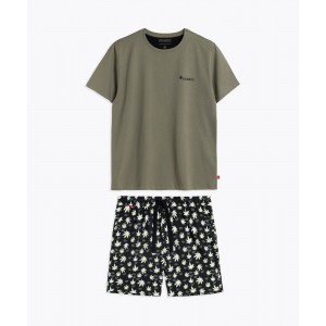 Пижама мужская футболка/шорты NMP-368 Хаки/черный Atlantic