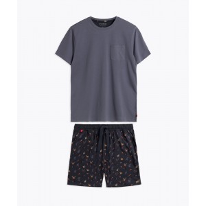 Пижама мужская футболка/шорты NMP-369 Серый/графитовый Atlantic