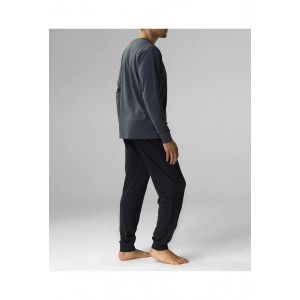 Пижама мужская длинный рукав/брюки NMP-372 Графитовый/темно-синий Atlantic