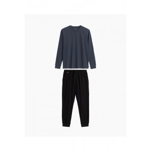 Пижама мужская длинный рукав/брюки NMP-372 Графитовый/темно-синий Atlantic