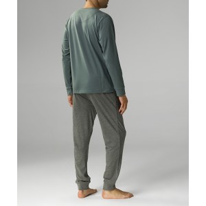 Пижама мужская длинный рукав/брюки NMP-372 Изумрудный/Серый Atlantic