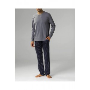 Пижама мужская длинный рукав/брюки NMP-373 Серый/темно-синий Atlantic