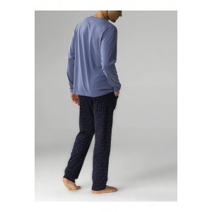 Пижама мужская длинный рукав/брюки NMP-374 Голубой Atlantic