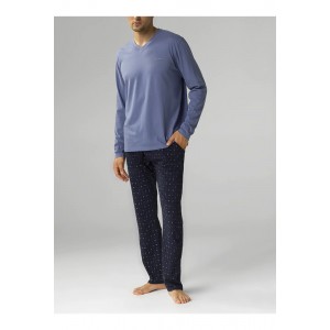 Пижама мужская длинный рукав/брюки NMP-374 Голубой Atlantic