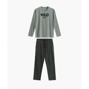 Пижама мужская длинный рукав/брюки NMP-392 Зеленый Atlantic