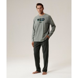 Пижама мужская длинный рукав/брюки NMP-392 Зеленый Atlantic