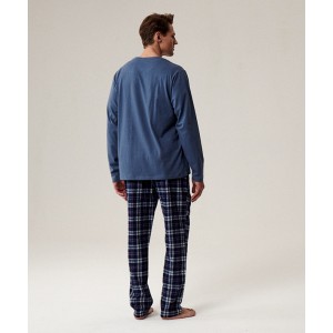 Пижама мужская длинный рукав/брюки NMP-393 Cиний Atlantic