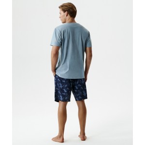 Пижама мужская футболка/шорты NMP-399 Голубой Atlantic