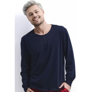 Пижама мужская длинный рукав/брюки NMP-LOUIE Темно-синий Sensis