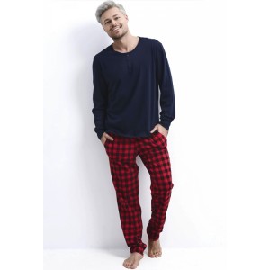 Пижама мужская длинный рукав/брюки NMP-LOUIE Темно-синий Sensis