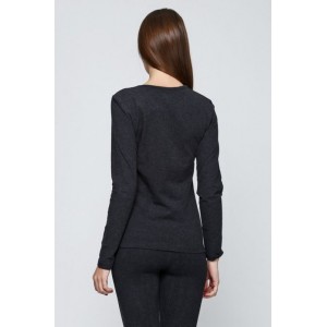 Футболка женская длинный рукав LVD-7291 Чёрный KEY