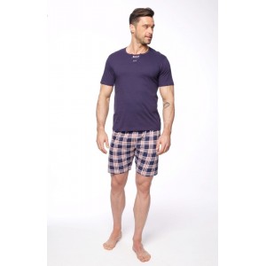 Пижама мужская футболка/шорты SAM-PY-11491 Синий Rossli