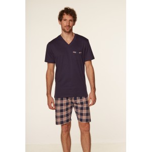 Пижама мужская футболка/шорты SAM-PY-11491 Синий Rossli
